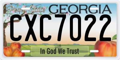 GA license plate CXC7022