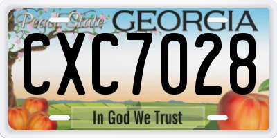 GA license plate CXC7028