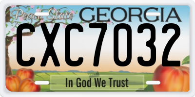 GA license plate CXC7032