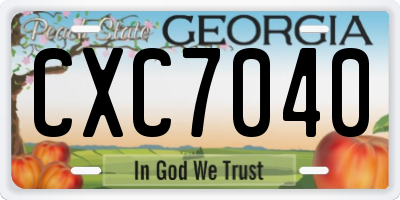 GA license plate CXC7040
