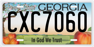 GA license plate CXC7060