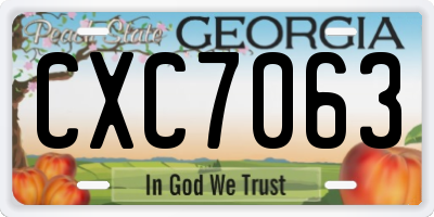 GA license plate CXC7063