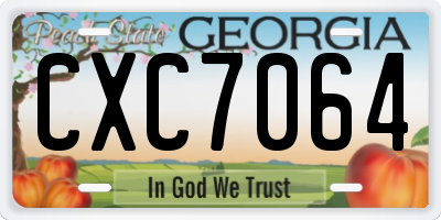 GA license plate CXC7064