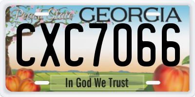 GA license plate CXC7066