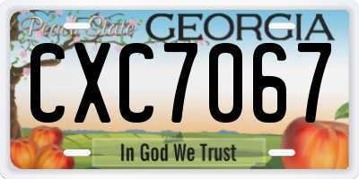 GA license plate CXC7067