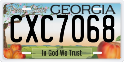 GA license plate CXC7068