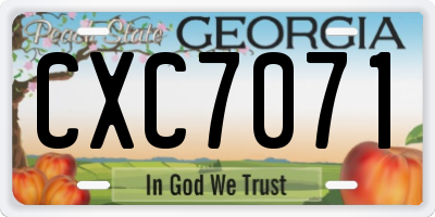 GA license plate CXC7071