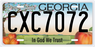 GA license plate CXC7072