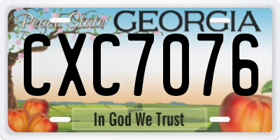 GA license plate CXC7076