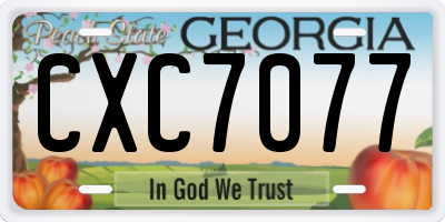 GA license plate CXC7077