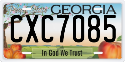 GA license plate CXC7085