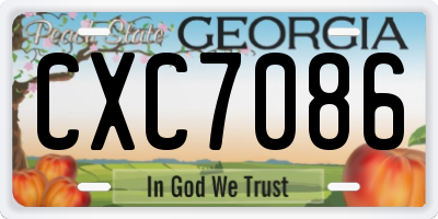 GA license plate CXC7086