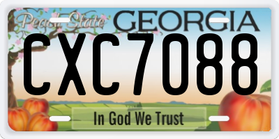 GA license plate CXC7088