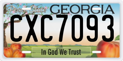 GA license plate CXC7093