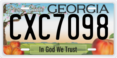 GA license plate CXC7098