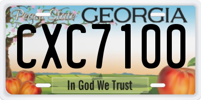 GA license plate CXC7100