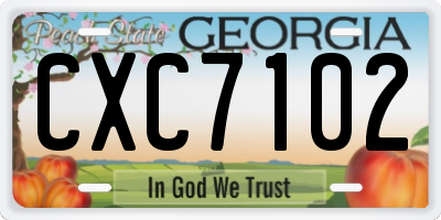 GA license plate CXC7102