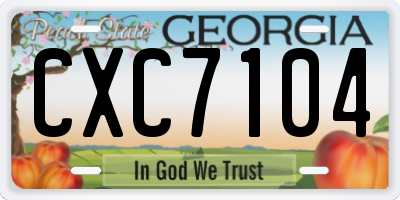 GA license plate CXC7104
