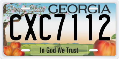 GA license plate CXC7112