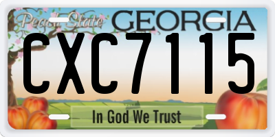 GA license plate CXC7115