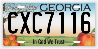 GA license plate CXC7116