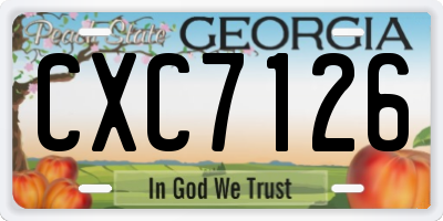 GA license plate CXC7126
