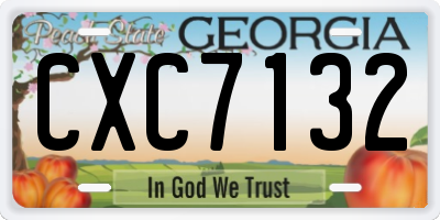GA license plate CXC7132