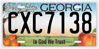 GA license plate CXC7138