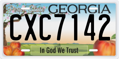 GA license plate CXC7142
