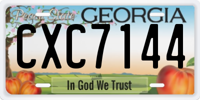 GA license plate CXC7144