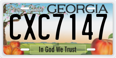 GA license plate CXC7147