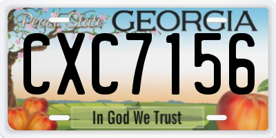 GA license plate CXC7156