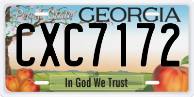 GA license plate CXC7172