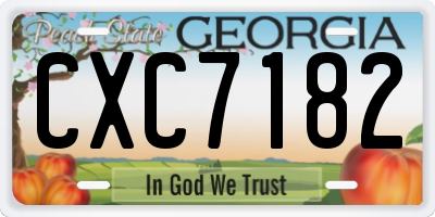 GA license plate CXC7182