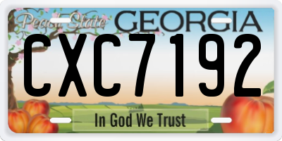 GA license plate CXC7192