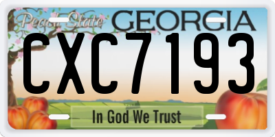 GA license plate CXC7193