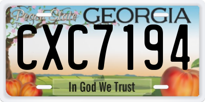 GA license plate CXC7194