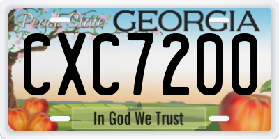 GA license plate CXC7200