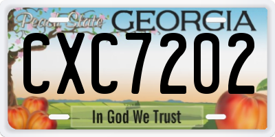 GA license plate CXC7202