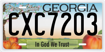 GA license plate CXC7203