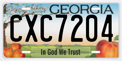 GA license plate CXC7204