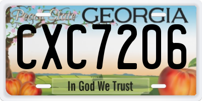 GA license plate CXC7206