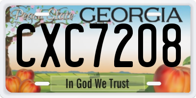 GA license plate CXC7208