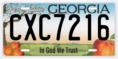 GA license plate CXC7216