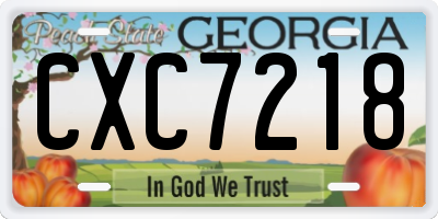 GA license plate CXC7218