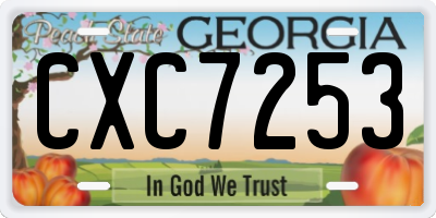 GA license plate CXC7253