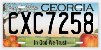 GA license plate CXC7258