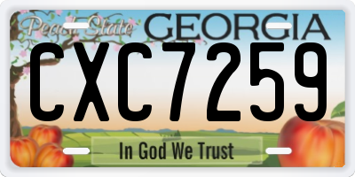 GA license plate CXC7259