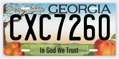 GA license plate CXC7260