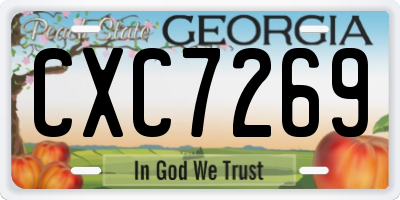 GA license plate CXC7269